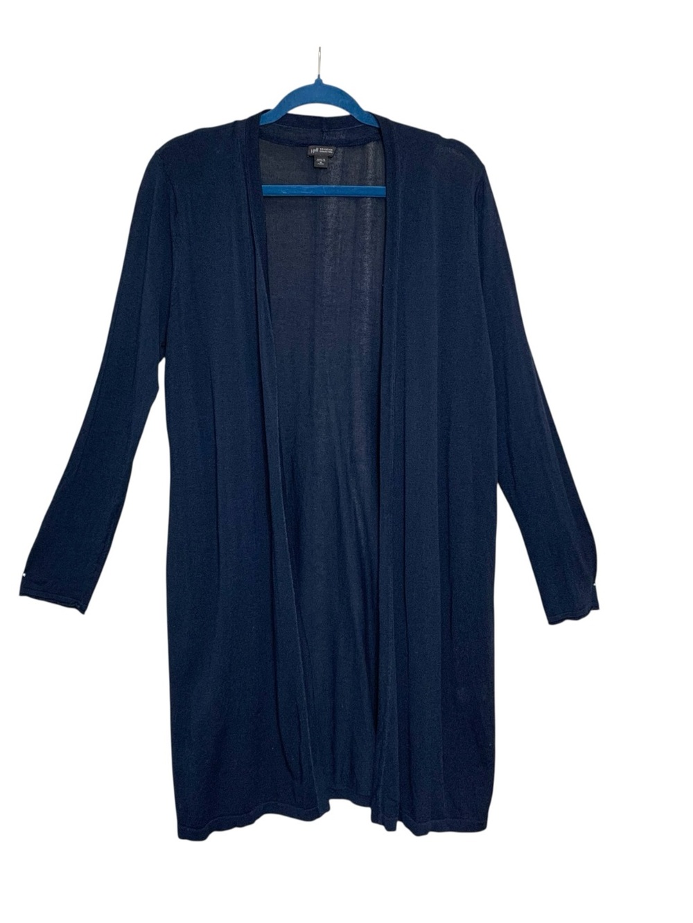 J. Jill Navy Open-Front Knit Cardigan Sz M p Long Sleeve Lightweight Layer